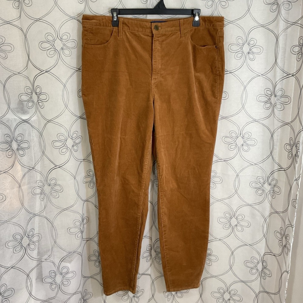 Woman's Talbots Caramel Corduroy High Waist Jegging Ankle Pants Size 16‎